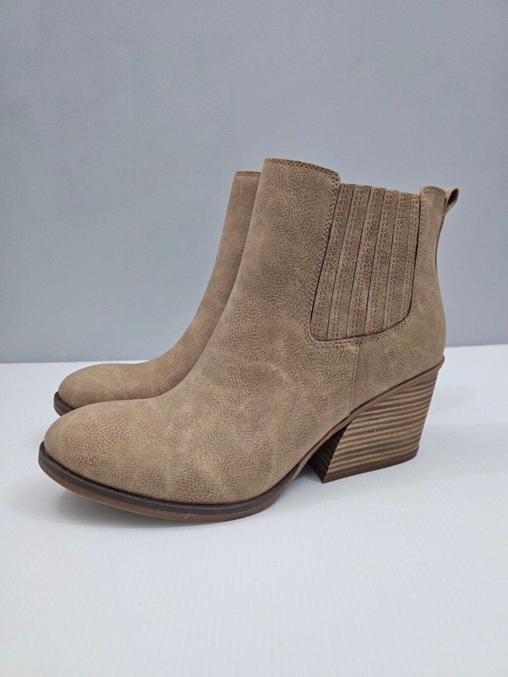 Korks By Kork Ease Hadley Ankle Boot Women 11 Natural Chelsea Western Block Heel - Picture 1 of 13
